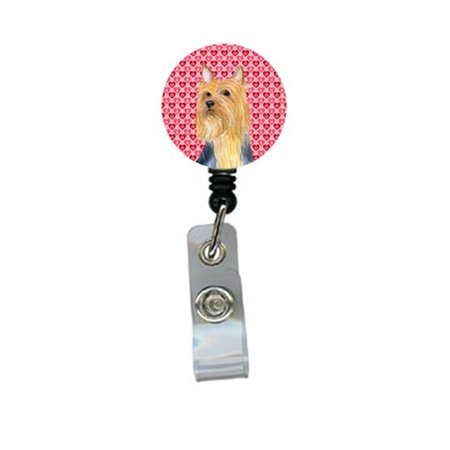 TEACHERS AID Silky Terrier Valentines Love and Hearts Retractable Badge Reel or ID Holder with Clip TE236689